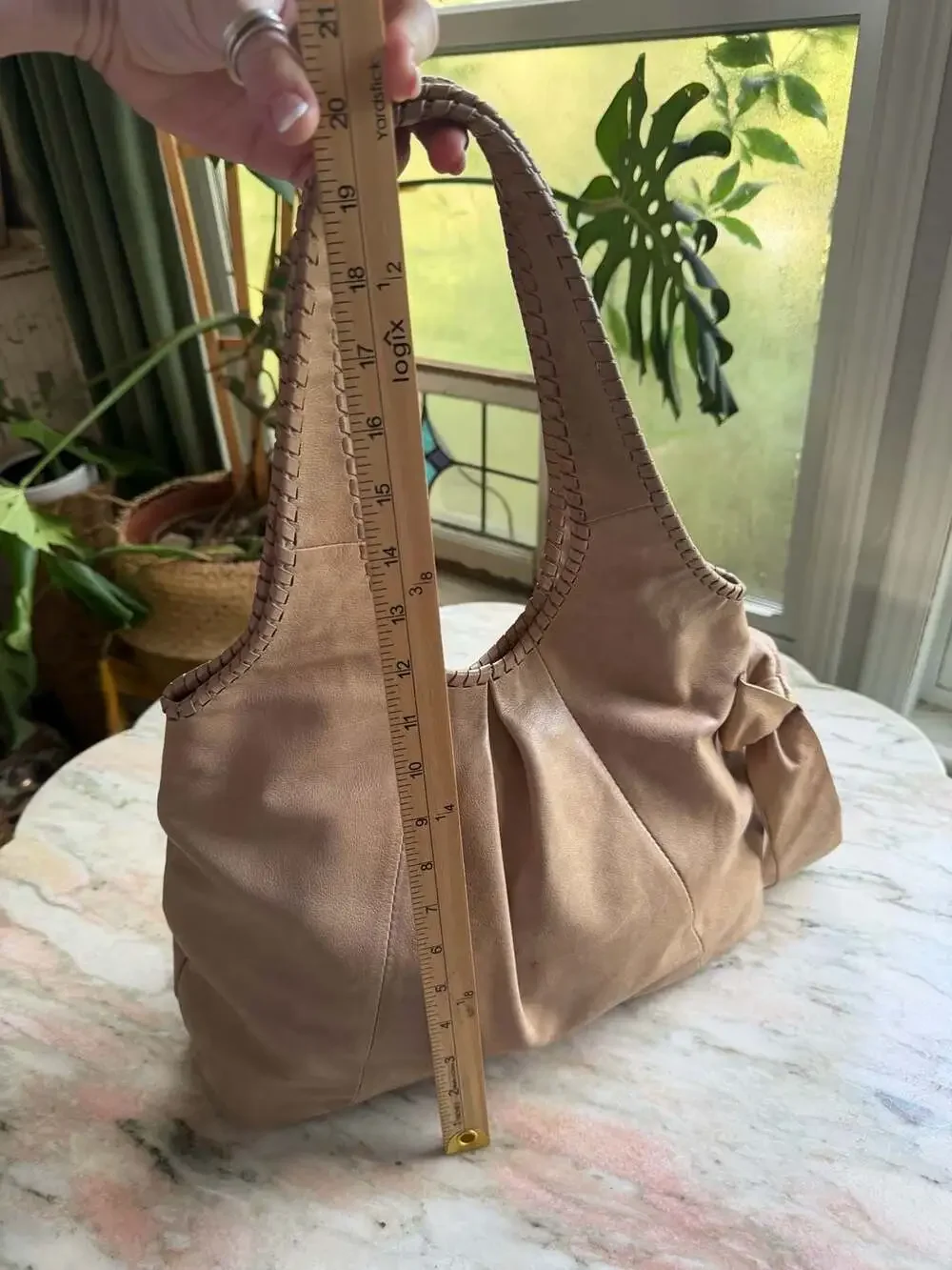 Talbots Leather Slouchy Shoulder Bag with Braided Detail and Side Bow